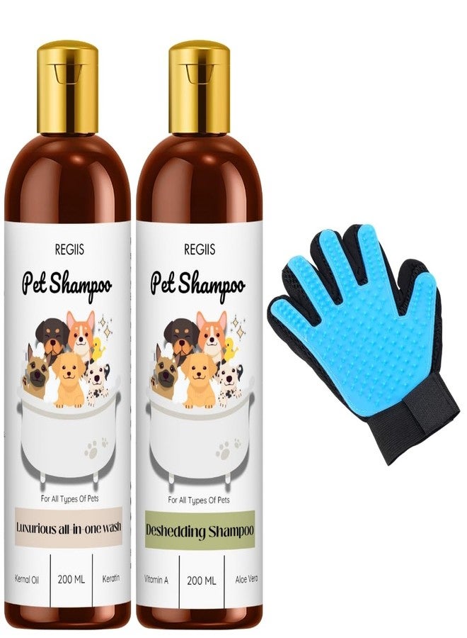 مجموعة شامبو الحيوانات الأليفة من ريجيس مع قفاز للعناية، 200 مل تركيبة فاخرة شاملة للغسيل وإزالة الشعر الزائد، تتضمن فرشاة تدليك (عبوة من 3 قطع) - Image 1